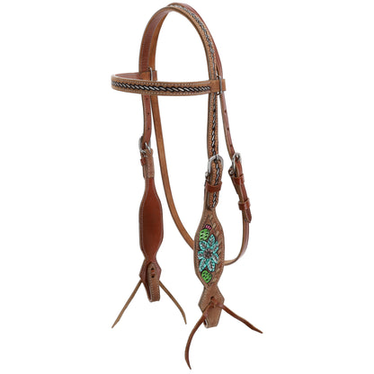 Showman Steer Skull and Cactus Browband Headstall and Breastcollar Set