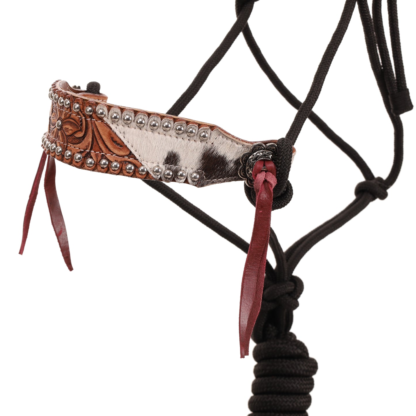 Cowpuncher Dotted Cowhide Leather Nose Cowboy Knot Halter