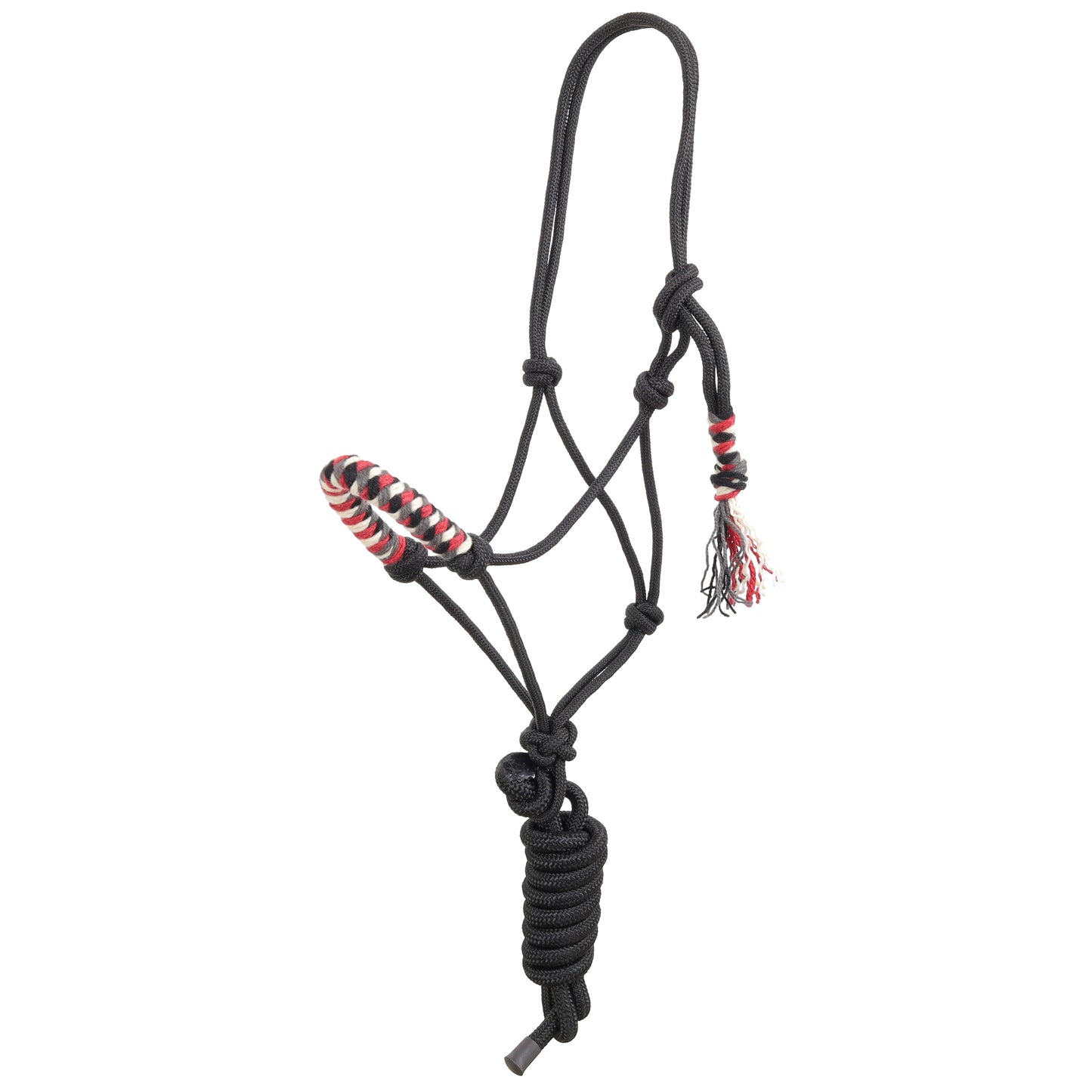 Steely Red Mohair Wool Nose Cowboy Knot Halter with Lead