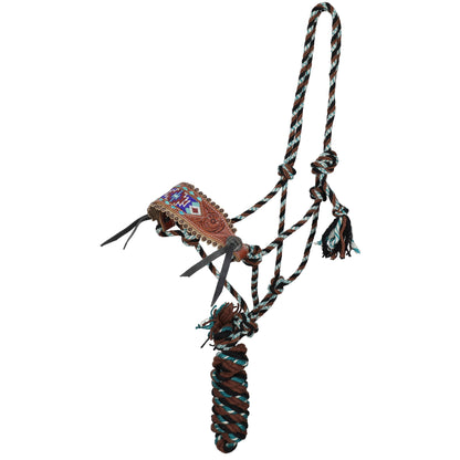 Southwest Flair Mohair Cowboy Knot Rope Halter with Lead