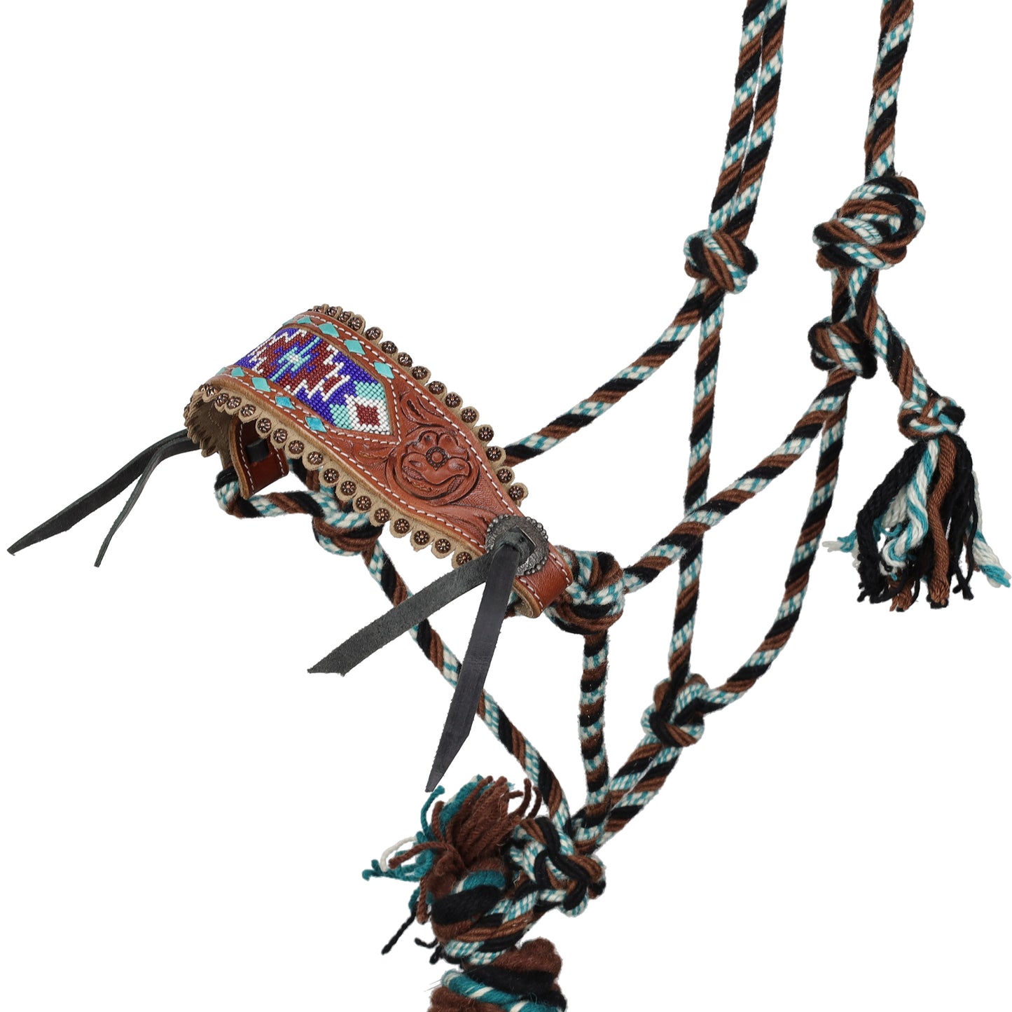 Southwest Flair Mohair Cowboy Knot Rope Halter with Lead