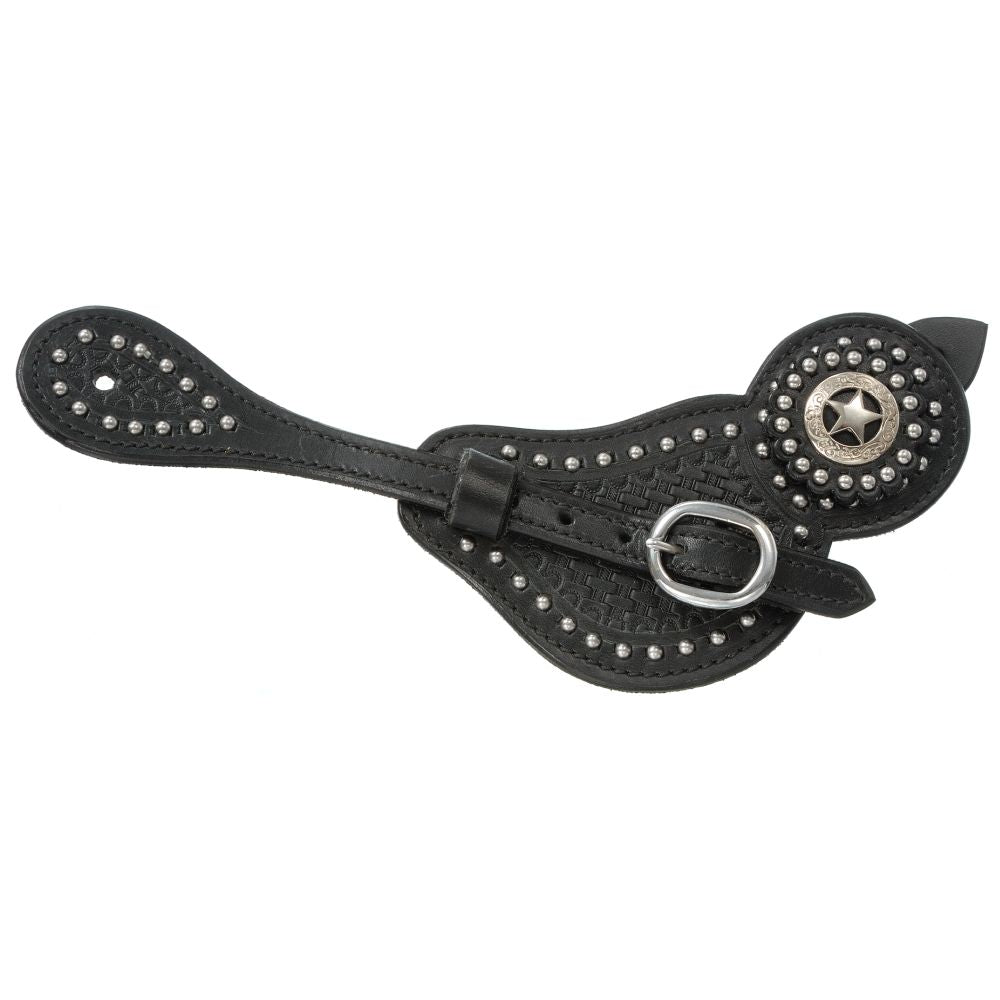 Royal King Lined Cowhide Spur Straps with Basket Tooling