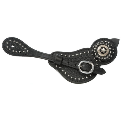 Royal King Lined Cowhide Spur Straps with Basket Tooling