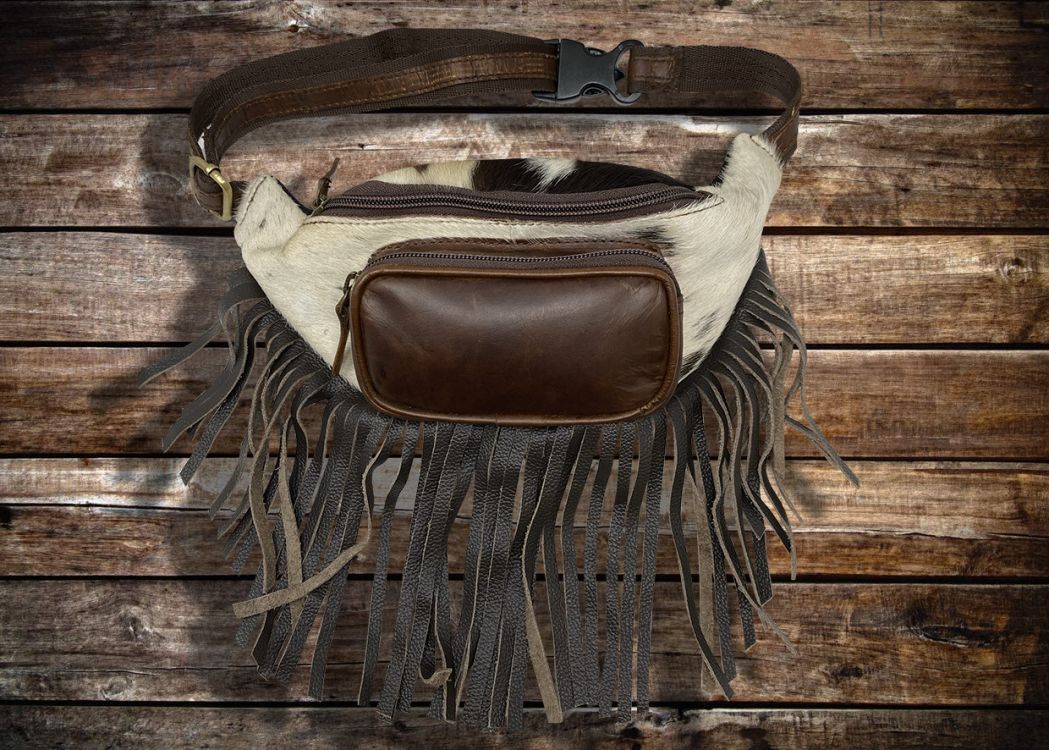 Klassy Cowgirl Genuine Leather Hair on Cowhide Fringe Fanny Pack