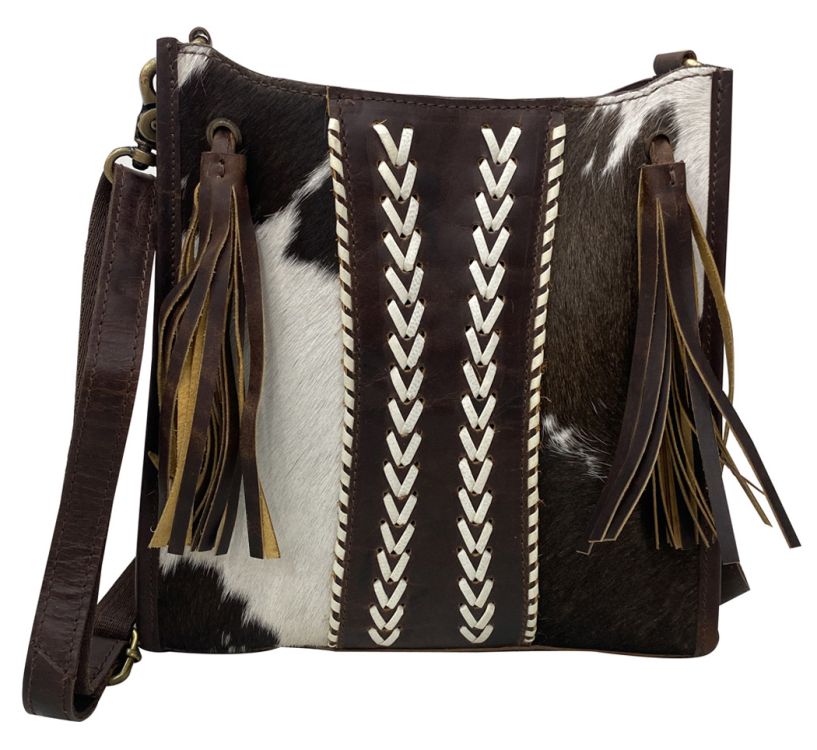 Klassy Cowgirl Hair on Cowhide Leather Conceal Carry Crossbody Bag 9.5"x10"x2"