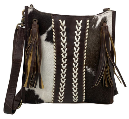 Klassy Cowgirl Hair on Cowhide Leather Conceal Carry Crossbody Bag 9.5"x10"x2"