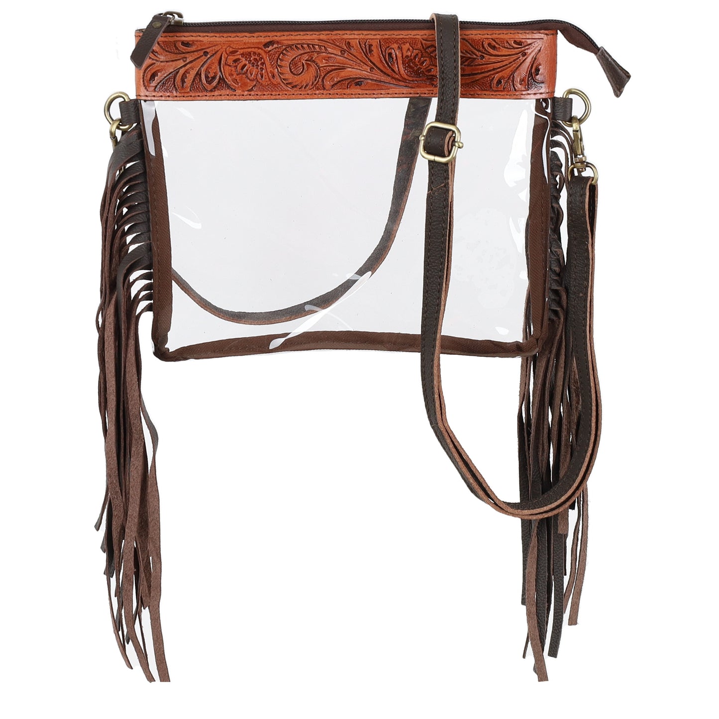 Floral Fringe Clear Concert/Stadium Crossbody Bag 9.5 x 7.5