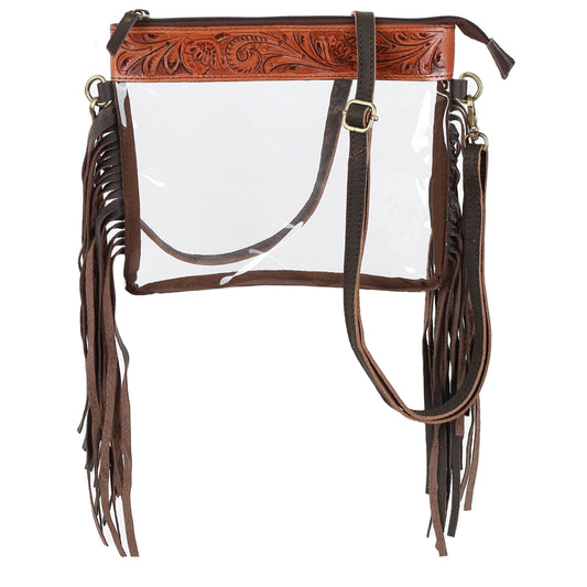 Floral Fringe Clear Concert/Stadium Crossbody Bag 9.5 x 7.5