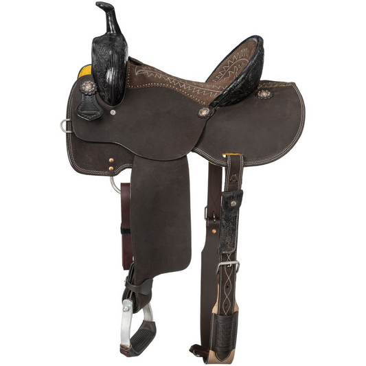 14”, 15”, 16” Silver Royal Booker Roughout Barrel Racing Saddle