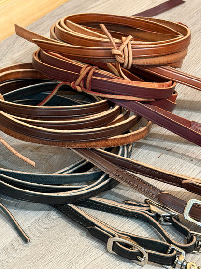 Leather Split Reins 8’ Quick Change Ends w/snaps - Choose Color