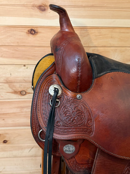 17” Circle Y Flex-Lite Basket Flower Western Trail Saddle Model 1552