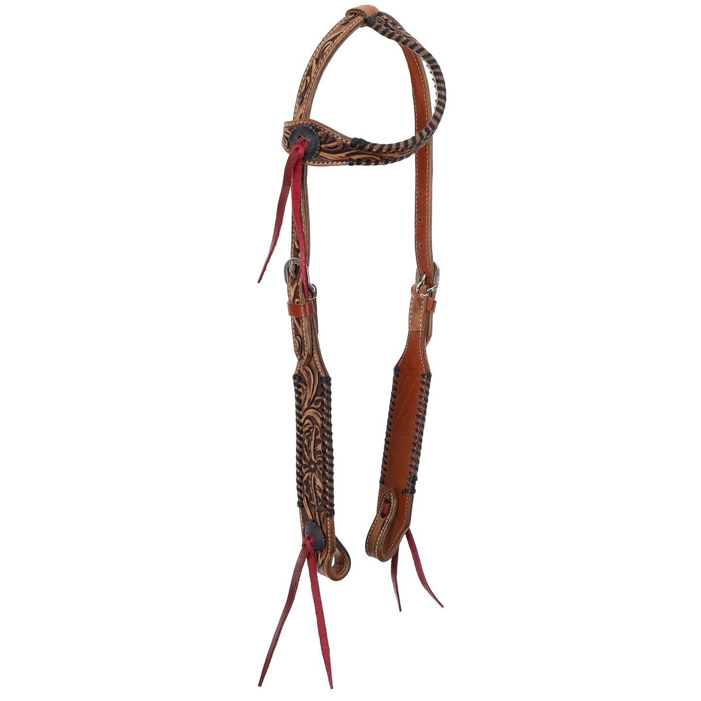 Medium Oil Meadows Tooled One Ear Headstall and Breastcollar Tack Set