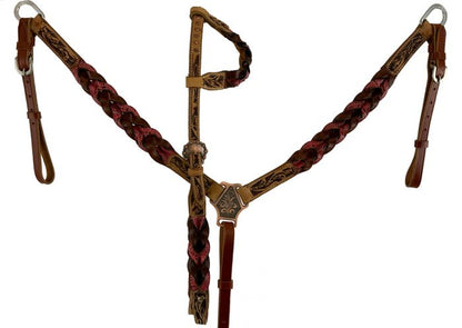 Pink Miracle Braid One Ear Headstall and Breastcollar Tack Set