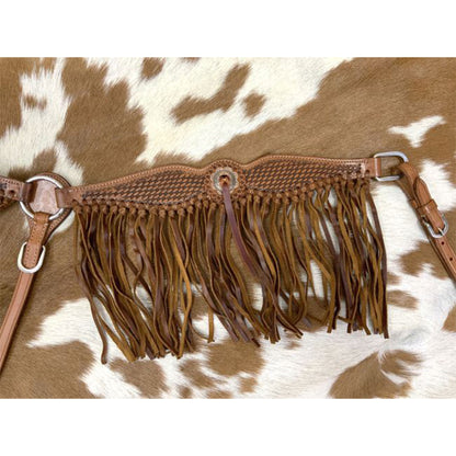 Fringe & Basket Weave Browband Headstall and Breastcollar Tack Set