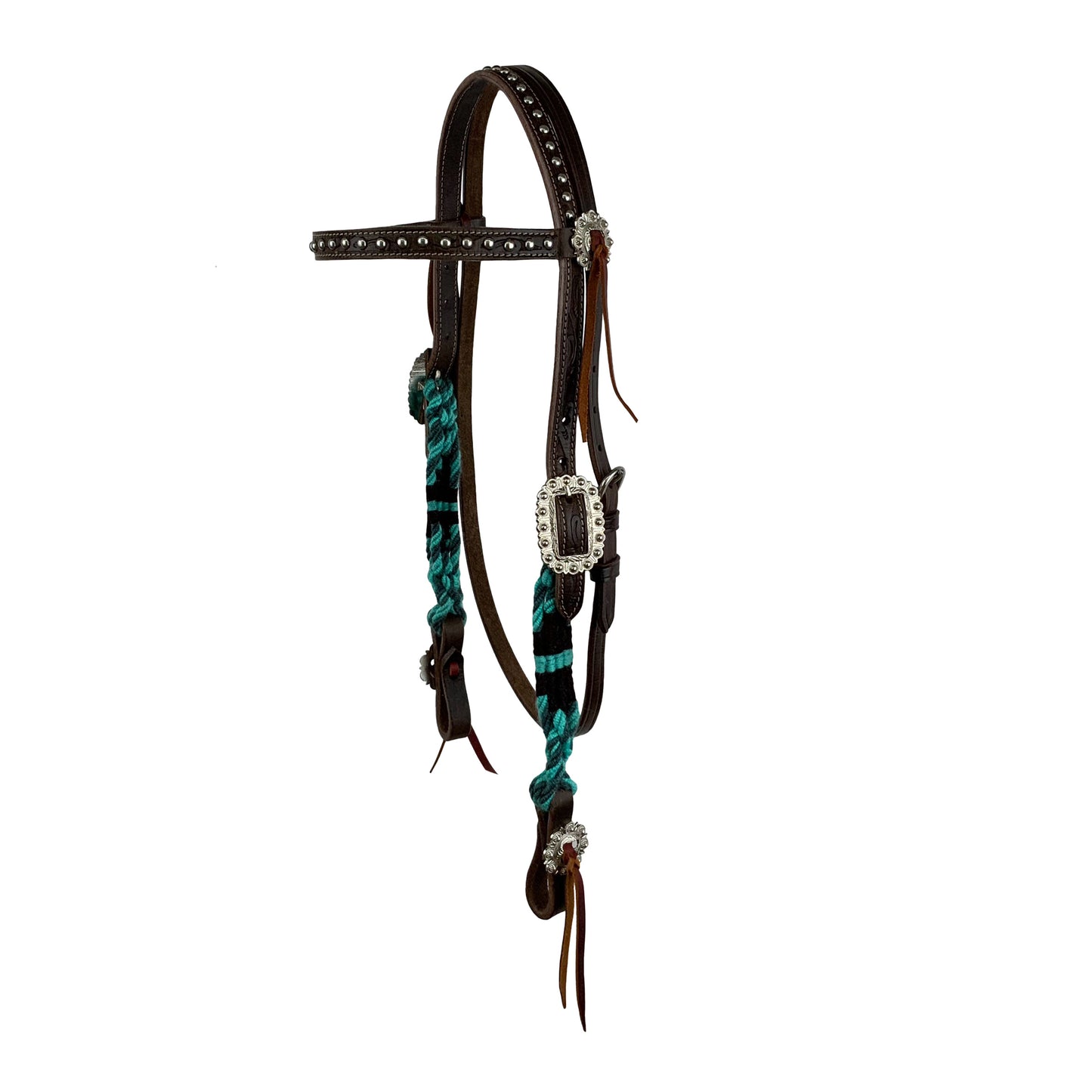 Showman Sangria Corded Mohair Browband Headstall, Breast Collar, Reins Tack Set
