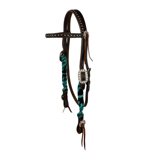 Showman Sangria Corded Mohair Browband Headstall, Breast Collar, Reins Tack Set