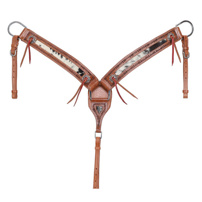 Cattle Drive Cowhide Inlay Headstall and Breastcollar  Tack Set
