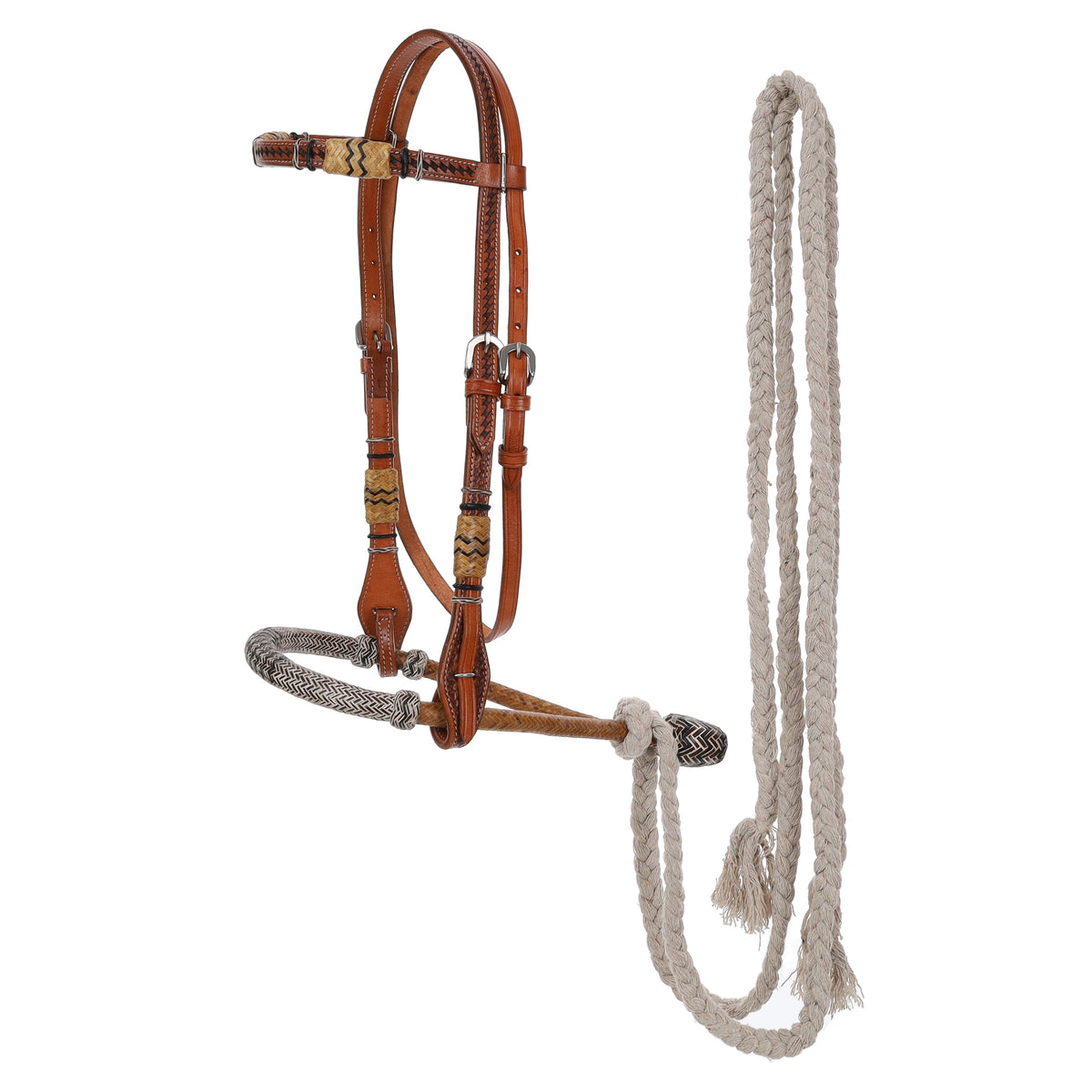 Rawhide Rider braided Browband Bosal with Cotton reins