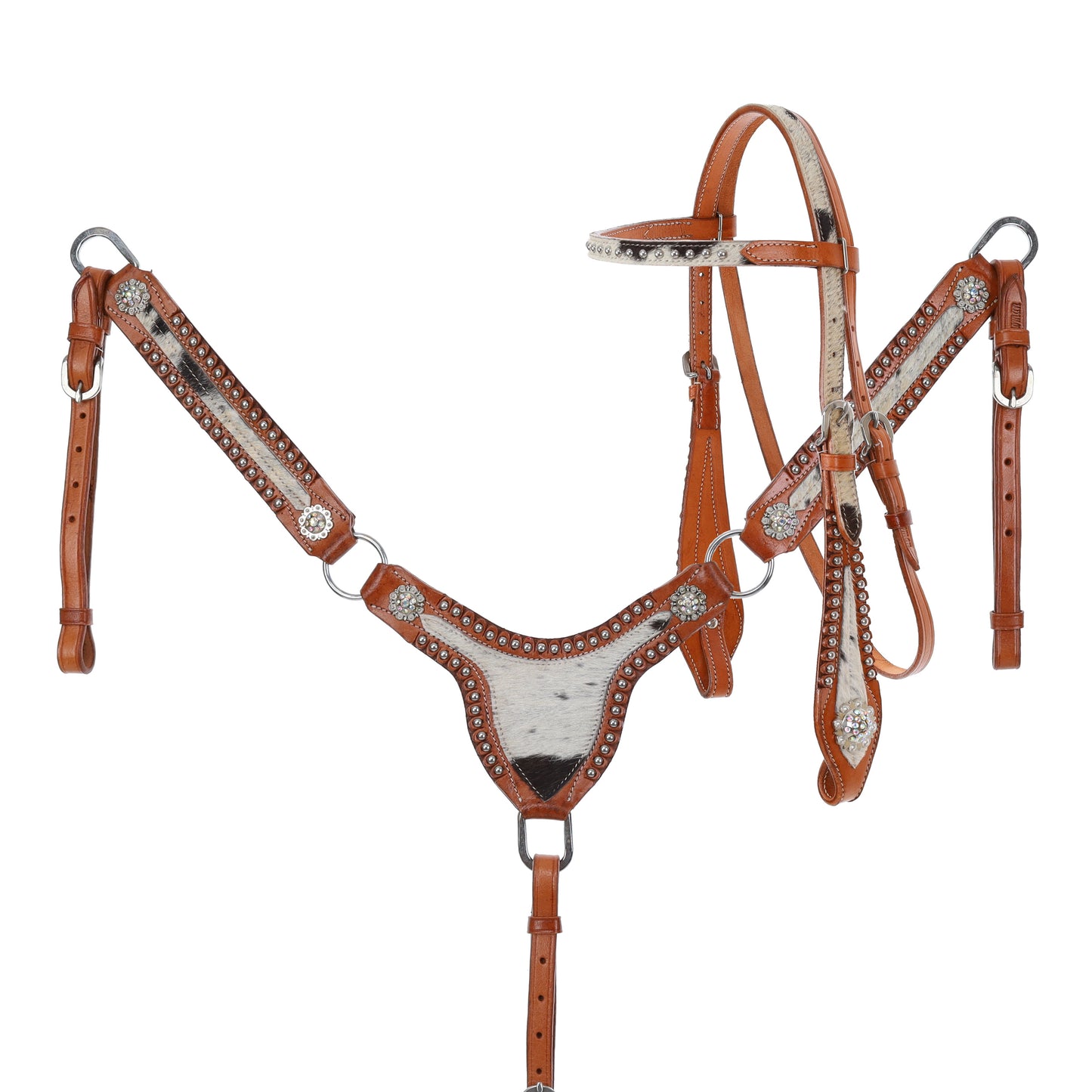 Cowhide Haven Dotted Browband Headstall and Breastcollar Tack Set