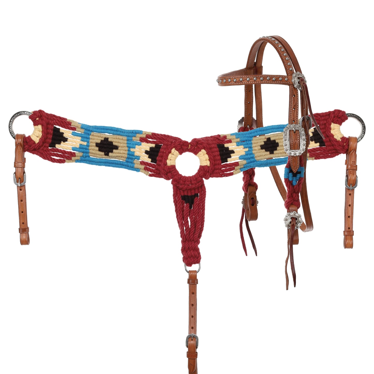 Fiery Frontier Pony Sized Mohair Browband Headstall and Breastcollar Tack Set