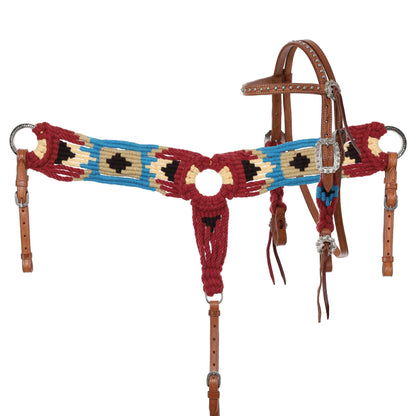 Fiery Frontier Pony Sized Mohair Browband Headstall and Breastcollar Tack Set