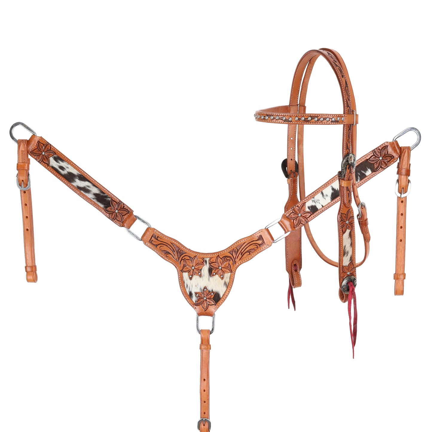 Blossom Cowhide Inlay Gladiator Headstall and Breastcollar Tack Set