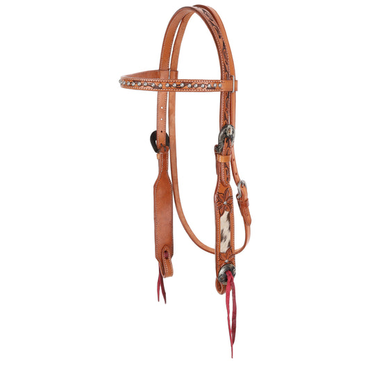 Blossom Cowhide Inlay Gladiator Headstall and Breastcollar Tack Set