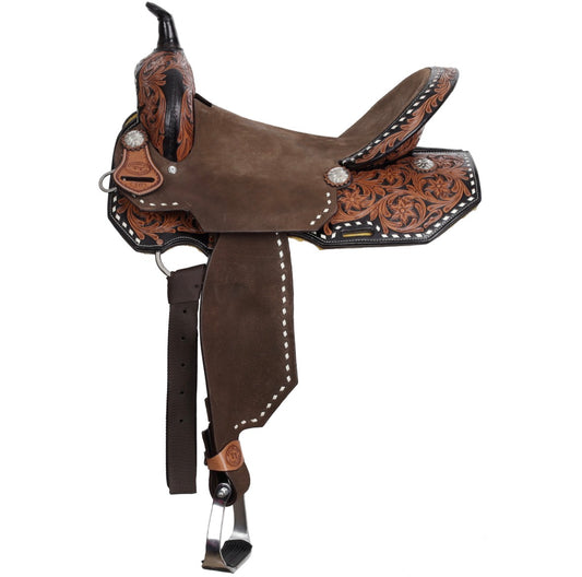 15”, 16” Double T Heritage Rose Spinal Relief Barrel Style Western Saddle