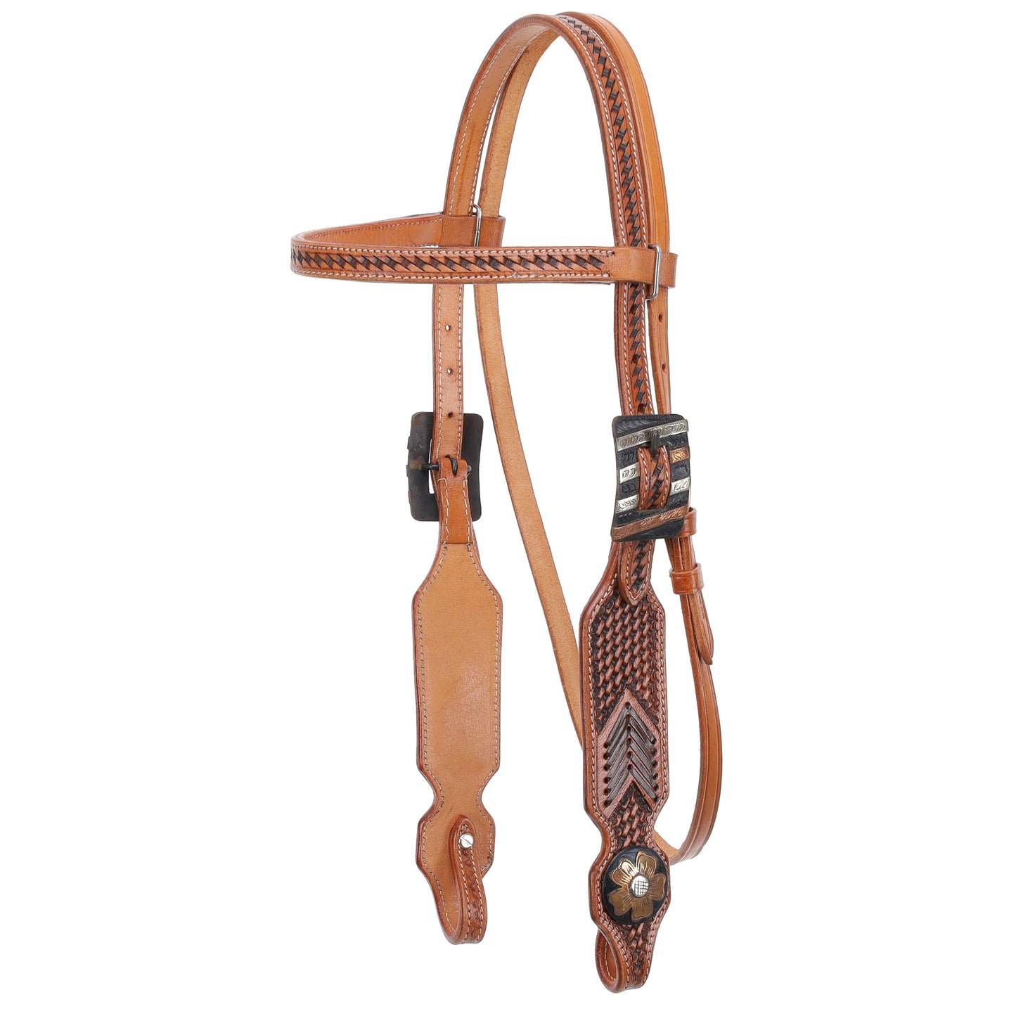 Showman Stitch & Weave Arrow Browband Headstall, Breast Collar, Reins Tack Set