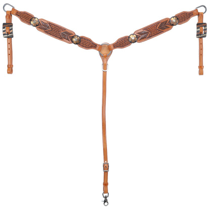Showman Stitch & Weave Arrow Browband Headstall, Breast Collar, Reins Tack Set