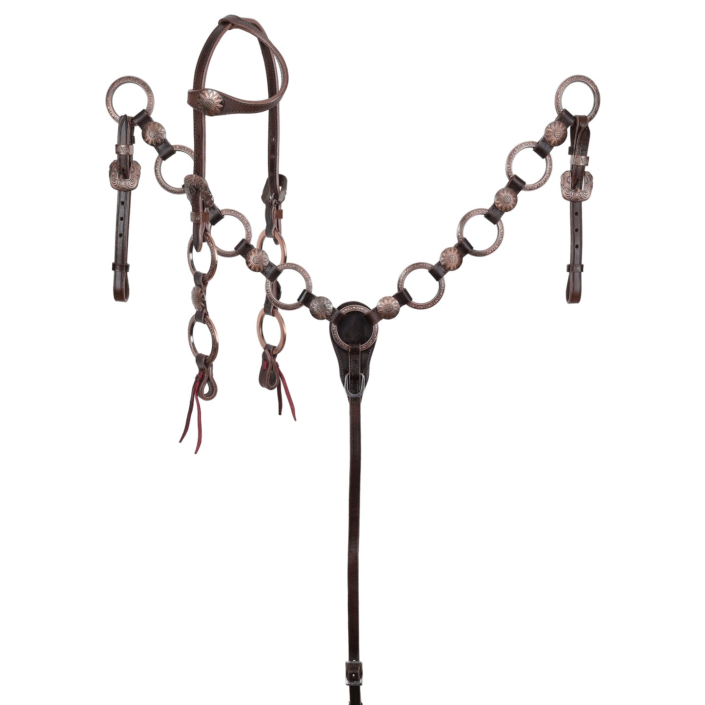 Sunflower Ring Copper Dark Oil One Ear Headstall and Breastcollar Tack Set