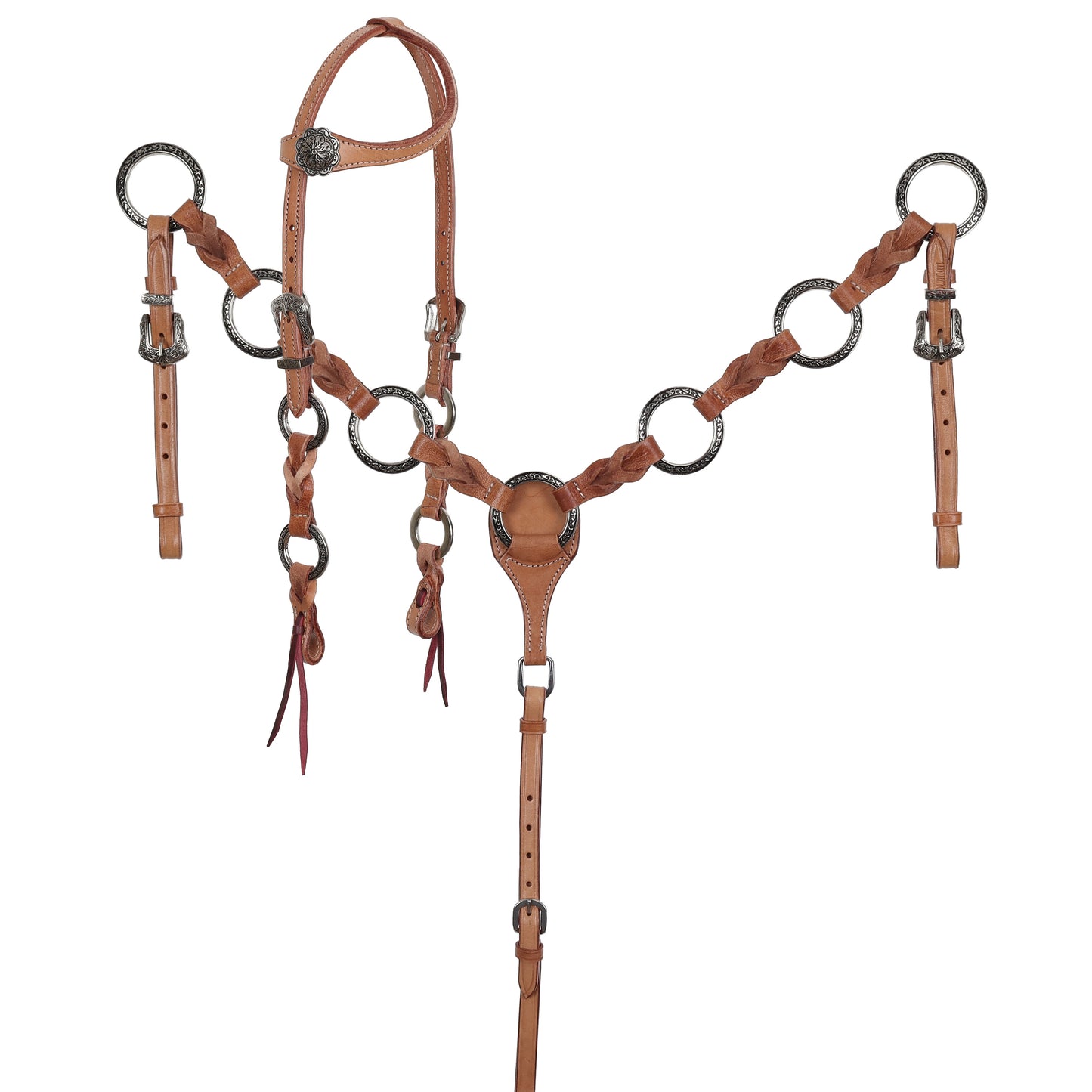 Twisted Braid Light Oil Ring One Ear Headstall and Breastcollar Tack Set