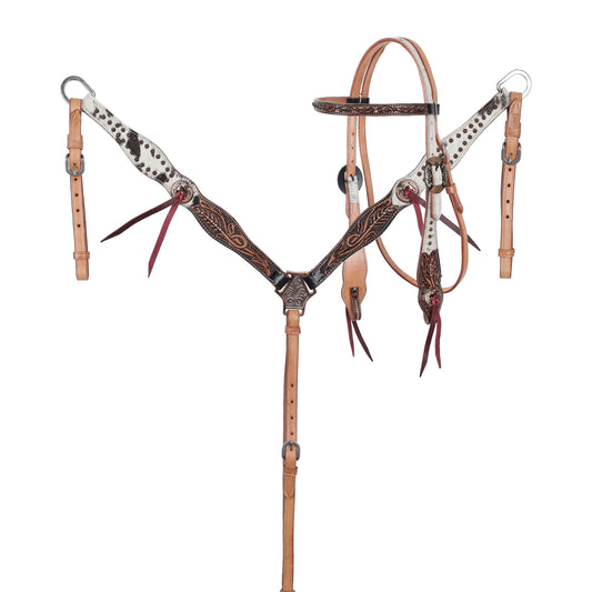 Showman Autumn Hide Browband Headstall and Breastcollar Tack Set