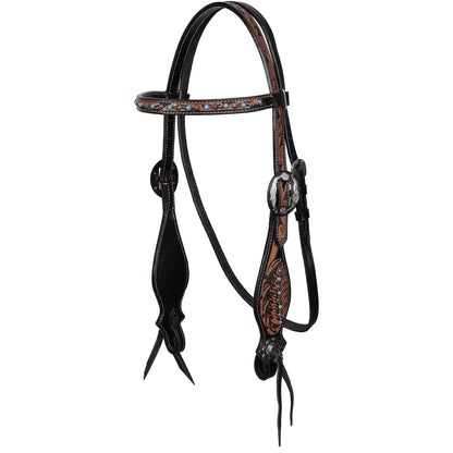 Showman Dark Oil Midnight Wing Browband Headstall, Breast Collar, Reins Tack Set