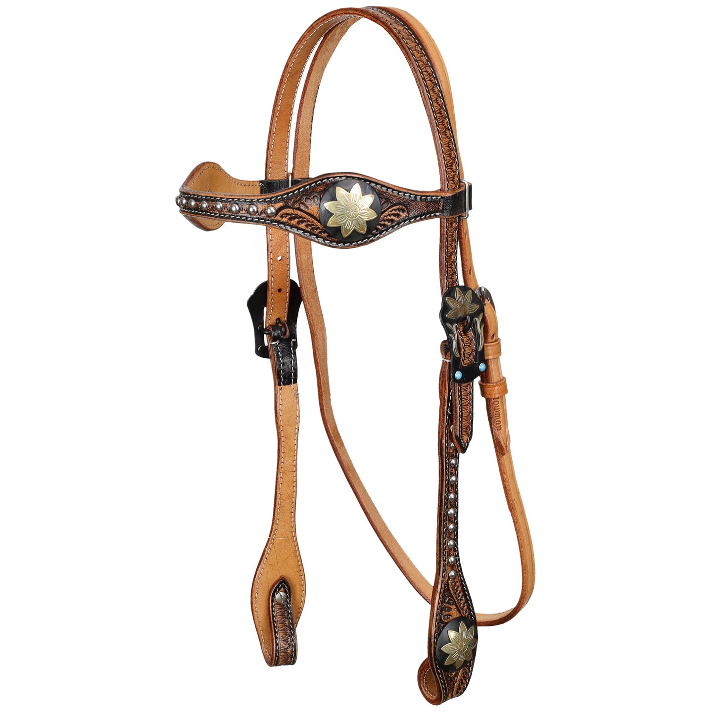 Showman Antique Sterling Floral Browband Headstall, Breast Collar, Reins Tack Set