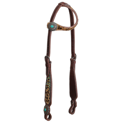 Teal Leopard Luxe One Ear Headstall and Breastcollar Tack Set