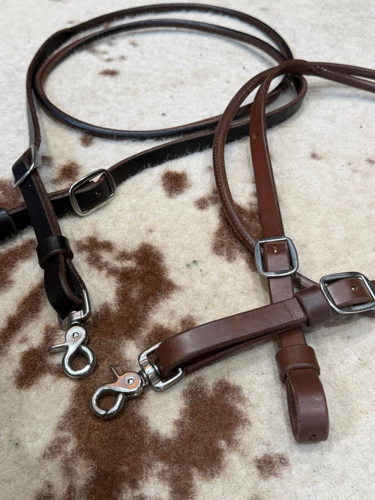 Premium 8' x 5/8" Rolled Harness Leather Roper/Gaming Reins