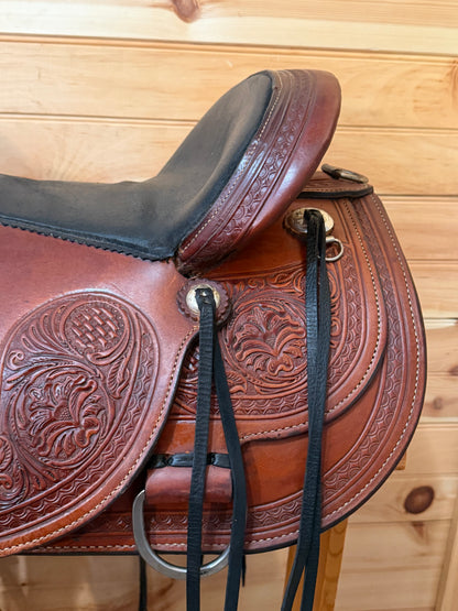 17” Circle Y Flex-Lite Basket Flower Western Trail Saddle Model 1552