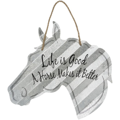 Corrugated Metal Horse Sign 20"