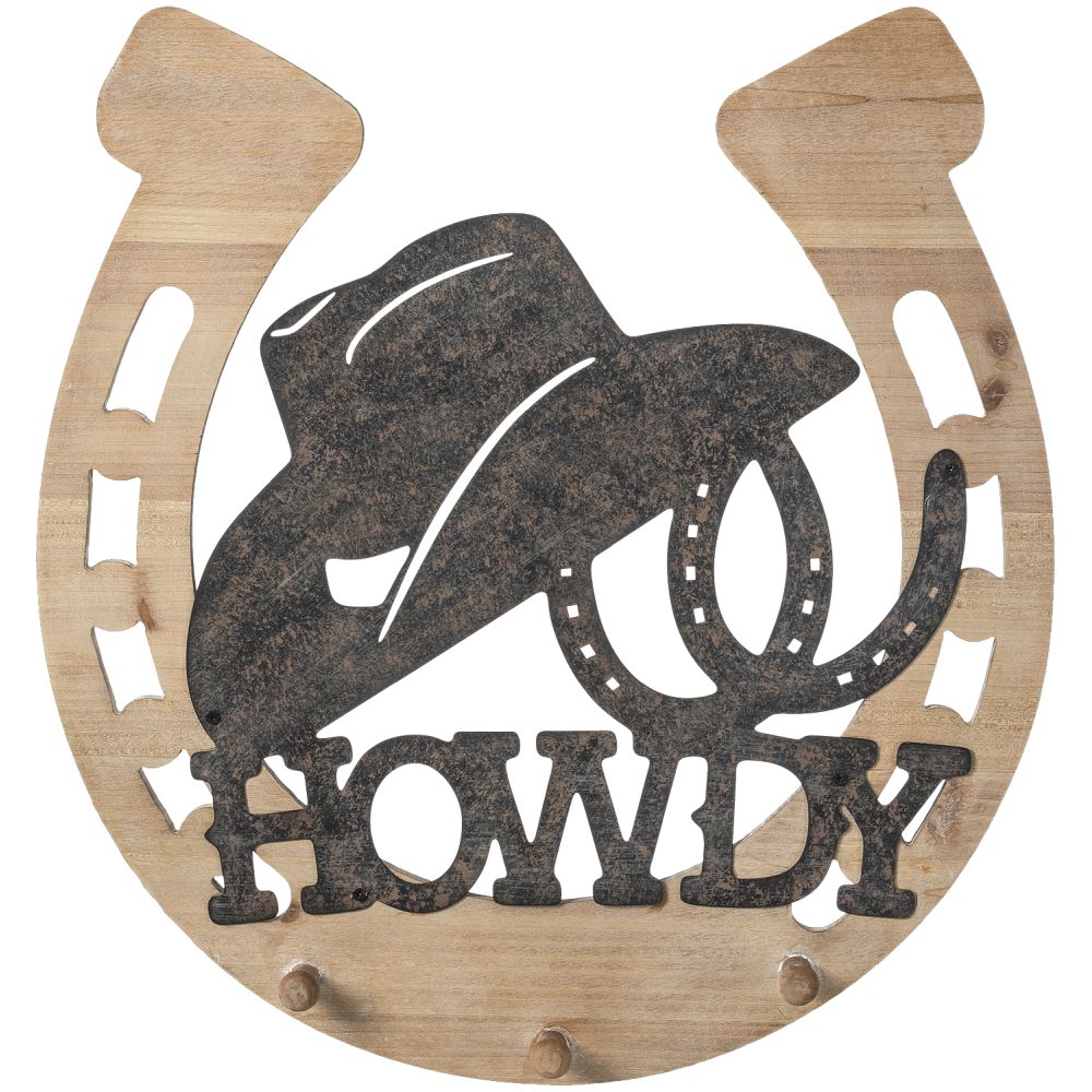 Howdy Sign with Three Hooks