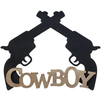 Wooden Pistols Cowboy Sign