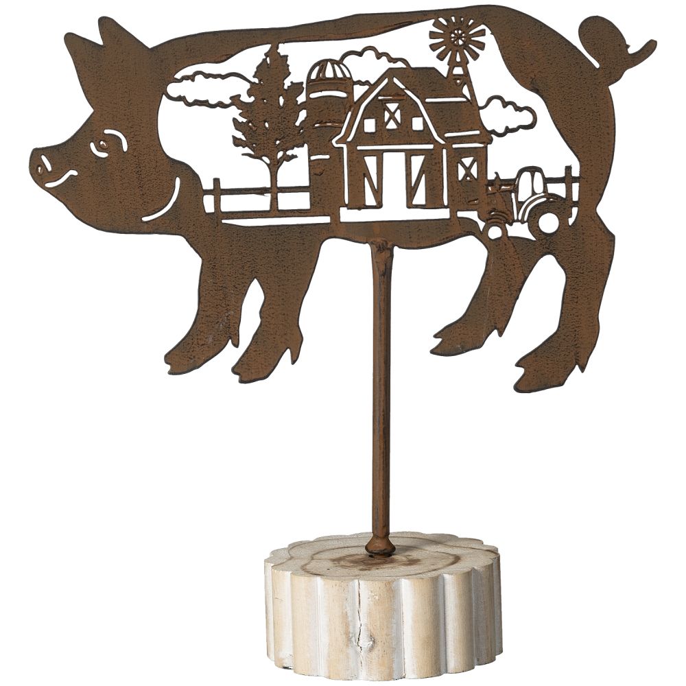 Tabletop Pig Cutout with Farm Scene