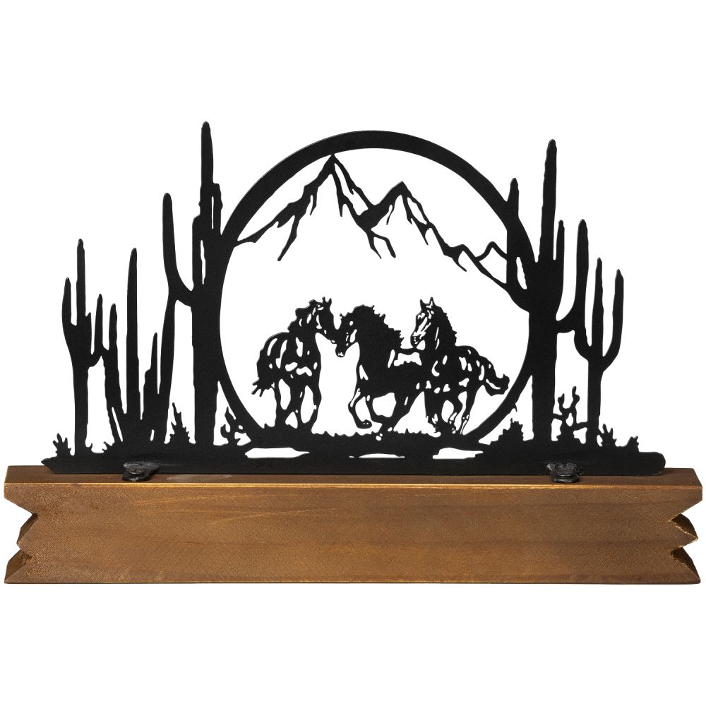 Galloping Horses Cactus Scene Decor