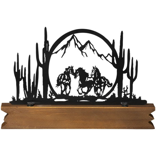 Galloping Horses Cactus Scene Decor