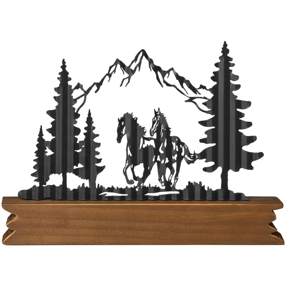 Two Horses/Trees/Mountains Metal Decor