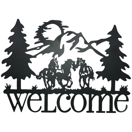 Horse & Mountains Welcome Sign
