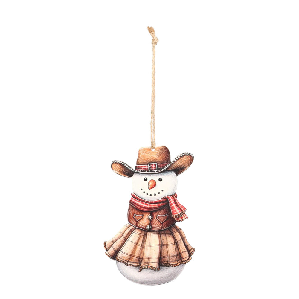 Cowgirl Snowman Ornament