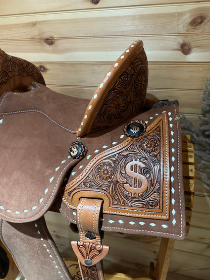 Silver Royal Ca$h Barrel Saddle