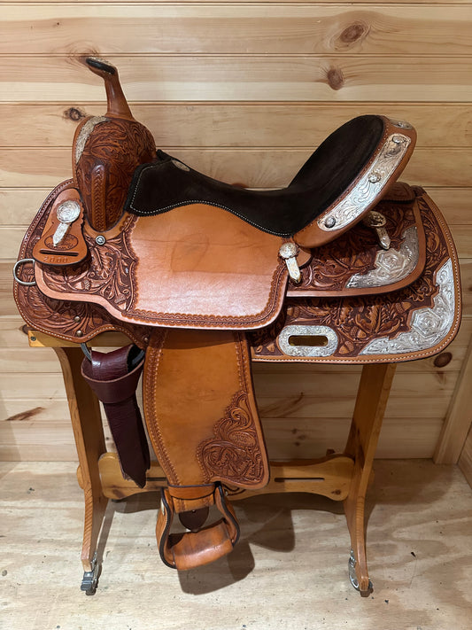 15” Billy Cook Maker Sulphur,OK Silver Barrel Racing Saddle Model 2000