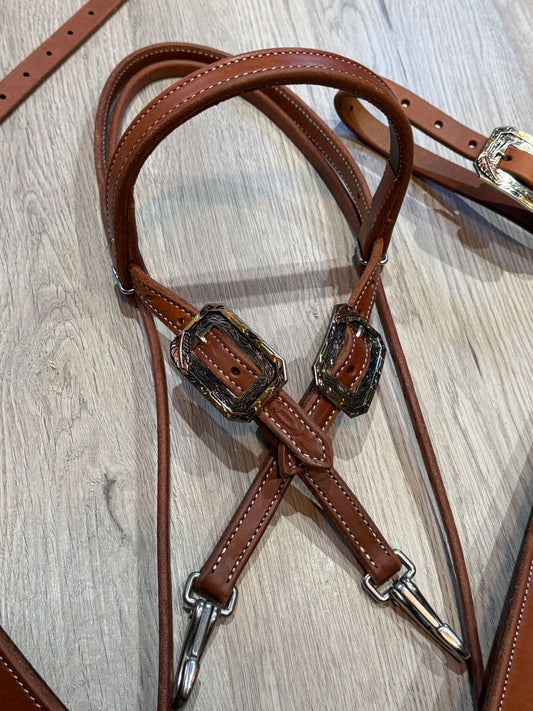 Feather & Arrow Quick Change Browband Headstall– Premium Amish Leather by Spur Creek Tack